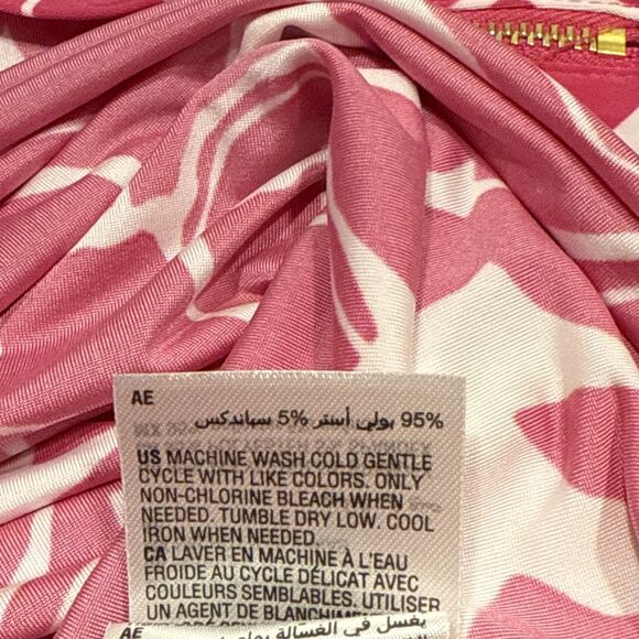 I.N.C. Pink Floral Blouse Size 3X Pink Long Sleeve Collared V Neck Zipper Faux - Picture 8 of 8